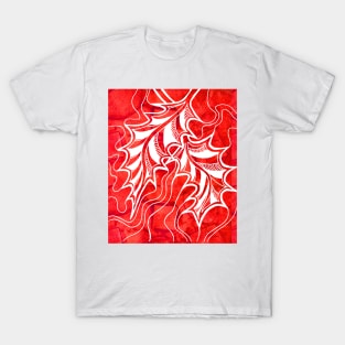 Miniature Aussie Tangle 020 in Xmas Red and White T-Shirt